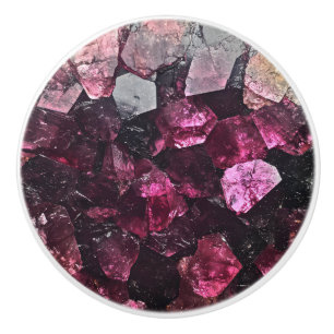 Bouton De Porte En Céramique Motif de cristal violet Garnet