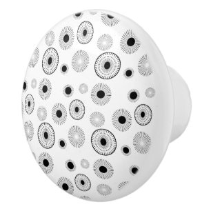 Bouton De Porte En Céramique Motif de démarrage circulaire - noir et blanc