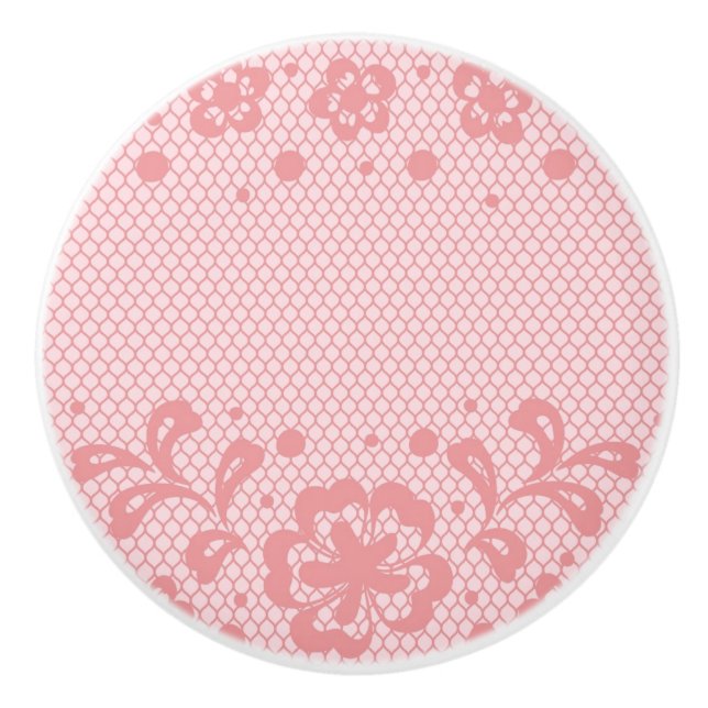 Bouton De Porte En Céramique Motif de dentelle, cru 3 de fleur (Devant)