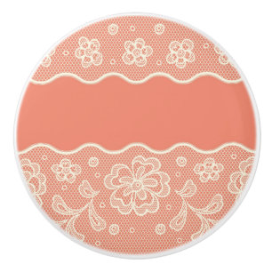 Bouton De Porte En Céramique Motif de dentelle, cru 4 de fleur
