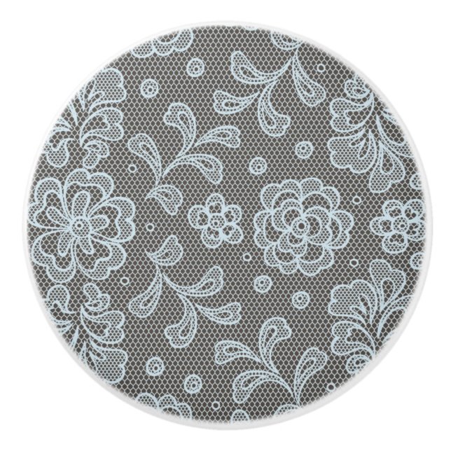 Bouton De Porte En Céramique Motif de dentelle, cru 6 de fleur (Devant)