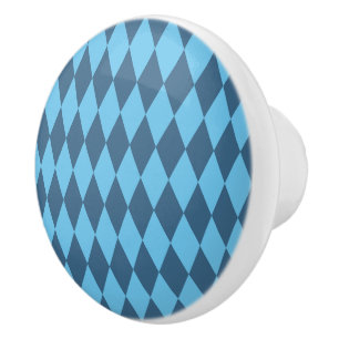 Bouton De Porte En Céramique Motif de drapeau rhombique de Bavière bleue