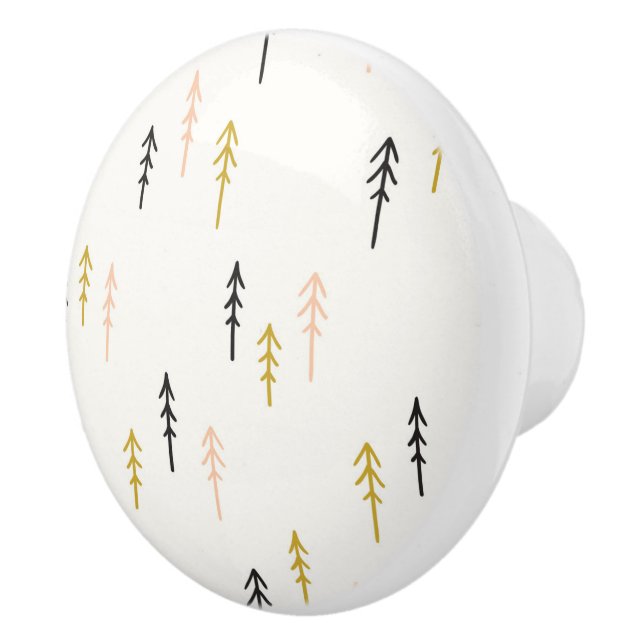 Bouton De Porte En Céramique Motif de forêt d'arbre de Noël (Droite)