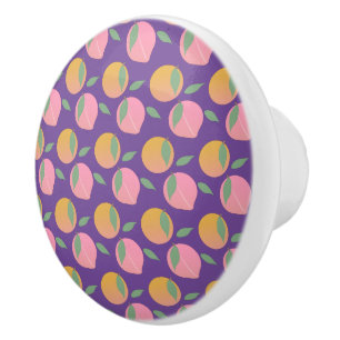 Bouton De Porte En Céramique Motif de fruit orange pêche rose