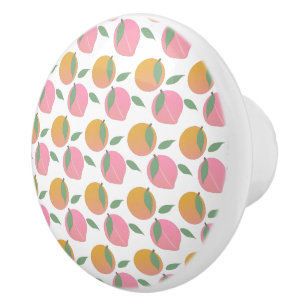 Bouton De Porte En Céramique Motif de fruit orange pêche rose