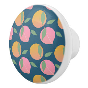 Bouton De Porte En Céramique Motif de fruits orange pêche rose