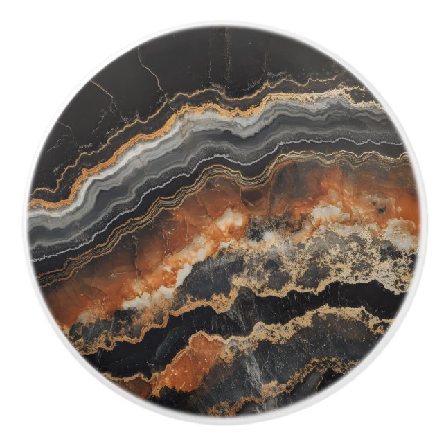 Bouton De Porte En Céramique Motif de gemme naturel Onyx (Devant)