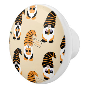 Bouton De Porte En Céramique Motif De Gnomes, Halloween Gnomes Trick Ou Treat