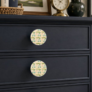 Bouton De Porte En Céramique Motif de golf pour une journée