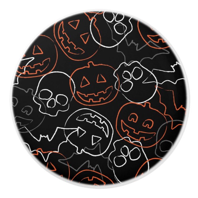 Bouton De Porte En Céramique Motif de Halloween (Devant)