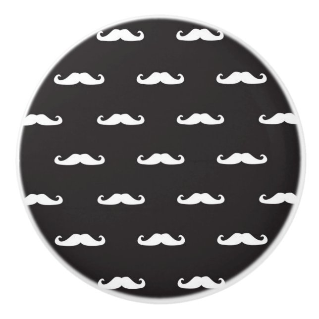 Bouton De Porte En Céramique Motif de hippie de moustache (Devant)