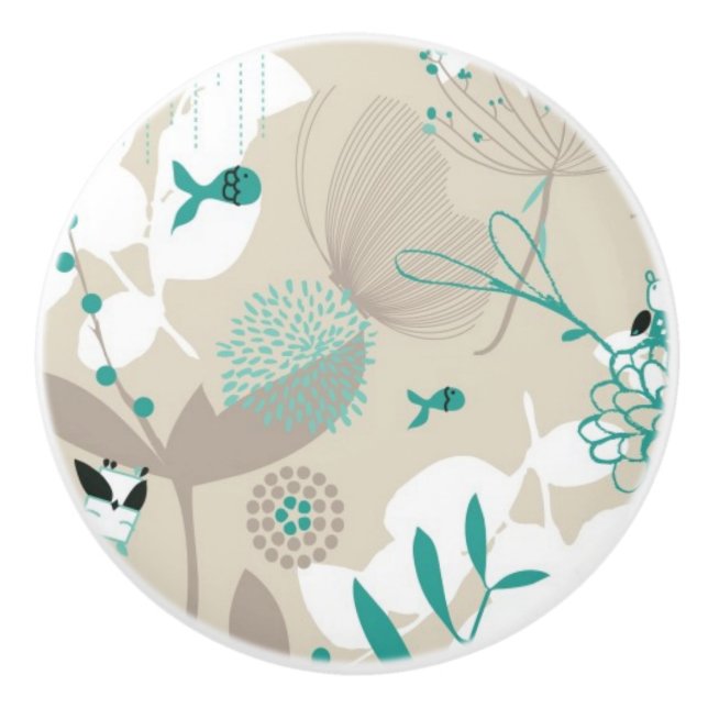 Bouton De Porte En Céramique Motif de jardin (Devant)