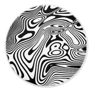Bouton De Porte En Céramique Motif de marbre noir et blanc