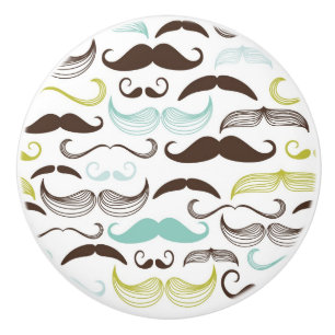 Bouton De Porte En Céramique Motif de moustache, rétro style 2