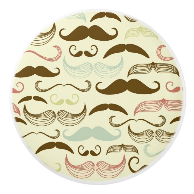 Bouton De Porte En Céramique Motif de moustache, rétro style 4 (Devant)