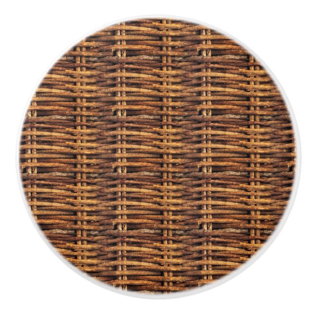Bouton De Porte En Céramique Motif de panier d'osier (Devant)