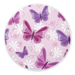 Bouton De Porte En Céramique motif de papillon