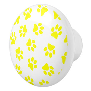 Bouton De Porte En Céramique Motif De Pâtes, Patrouilles De Chien, Paws Jaunes