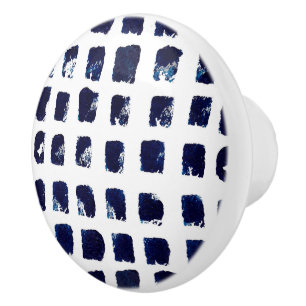 Bouton De Porte En Céramique Motif de peinture à pinceau bleu