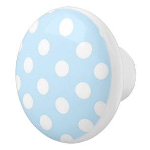 Bouton De Porte En Céramique Motif de point de polka de bleus layette et de
