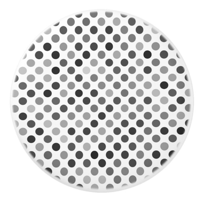 Bouton De Porte En Céramique Motif de points Polka monochrome (points noirs et  (Devant)