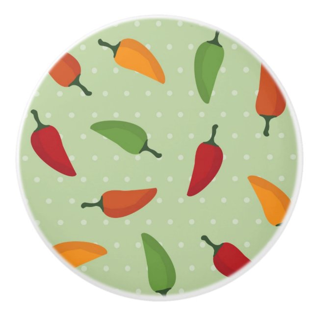 Bouton De Porte En Céramique Motif de poivre de piments (Devant)