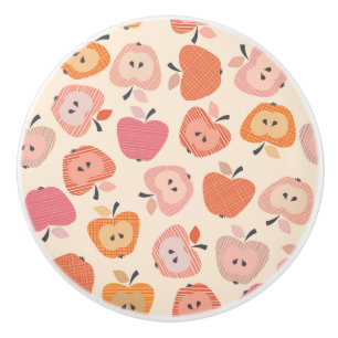 Bouton De Porte En Céramique Motif de pomme rose et orange mignon