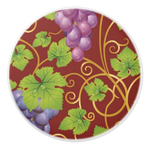 Bouton De Porte En Céramique Motif de raisin