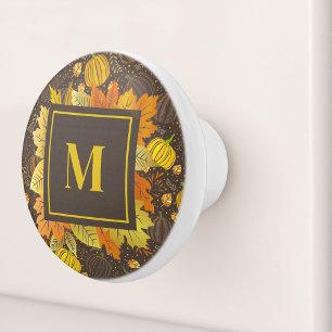 Bouton De Porte En Céramique Motif de récolte de citrouilles d'automne