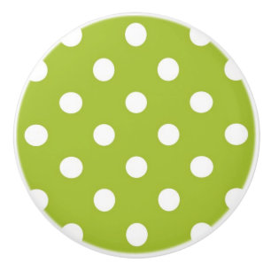 Bouton De Porte En Céramique Motif de ressort avec le pois blanc