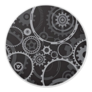 Bouton De Porte En Céramique Motif de roues dentées