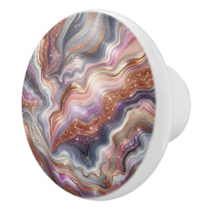 Bouton De Porte En Céramique Motif de style Agate