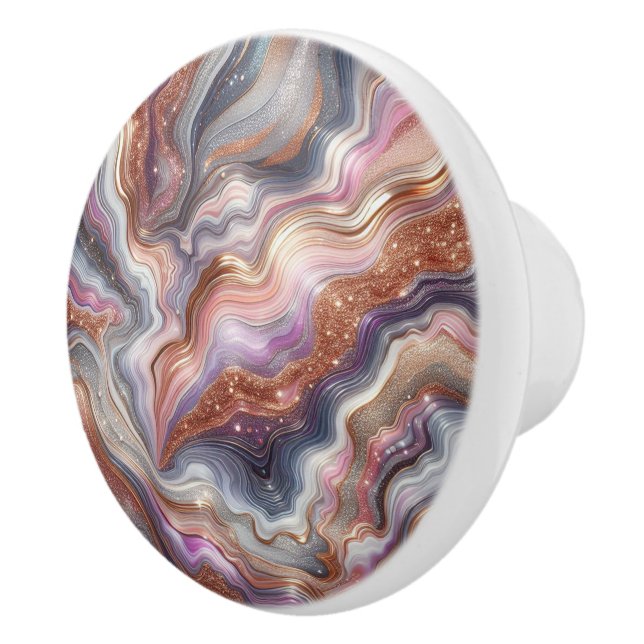 Bouton De Porte En Céramique Motif de style Agate (Droite)