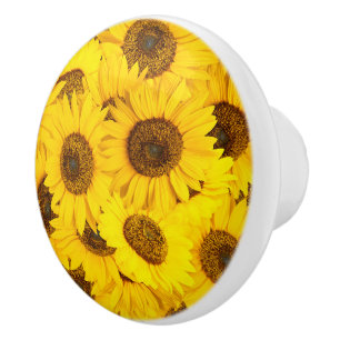 Bouton De Porte En Céramique Motif de tournesols