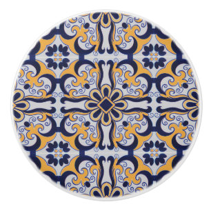 Bouton De Porte En Céramique motif de tuiles portugaises