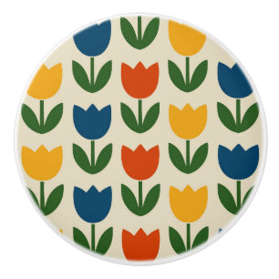 Bouton De Porte En Céramique Motif de tulipe coloré