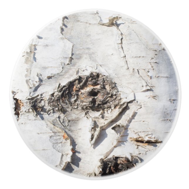 Bouton De Porte En Céramique Motif d'écorce de bouleau (Devant)
