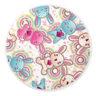 Bouton De Porte En Céramique Motif d'enfant de Kawaii avec des griffonnages