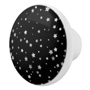 Bouton De Porte En Céramique Motif des étoiles d'argent mignonnes   Toute coule