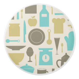 Bouton De Porte En Céramique Motif des outils de cuisine