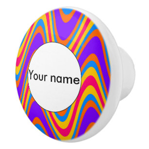 Bouton De Porte En Céramique Motif des vagues colorées