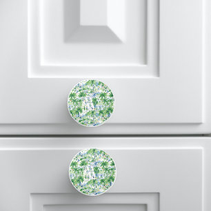 Bouton De Porte En Céramique Motif d'été Retro Charleston   Monogramme