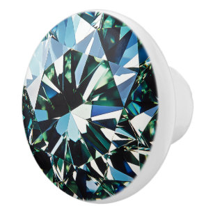 Bouton De Porte En Céramique Motif diamant cristal vert