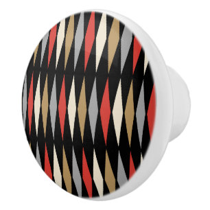 Bouton De Porte En Céramique Motif diamant moderne rétro du milieu du siècle