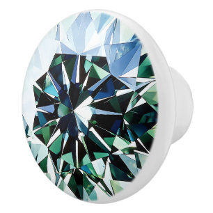 Bouton De Porte En Céramique Motif Diamant Vert Clair
