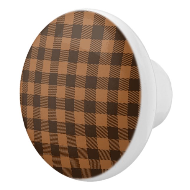 Bouton De Porte En Céramique Motif d'impression Cosy Brown Plaid Buffalo (Droite)
