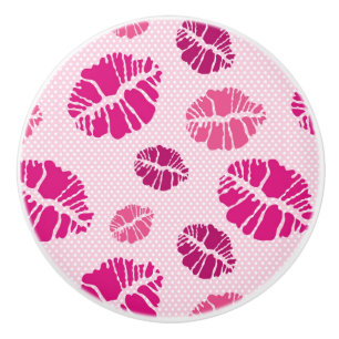 Bouton De Porte En Céramique Motif d'impression de forme de baiser de rouge à