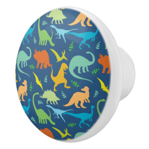 Bouton De Porte En Céramique Motif Dinosaure coloré