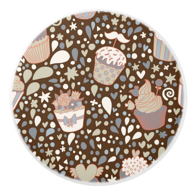 Bouton De Porte En Céramique Motif doux fait de petits gâteaux savoureux (Devant)