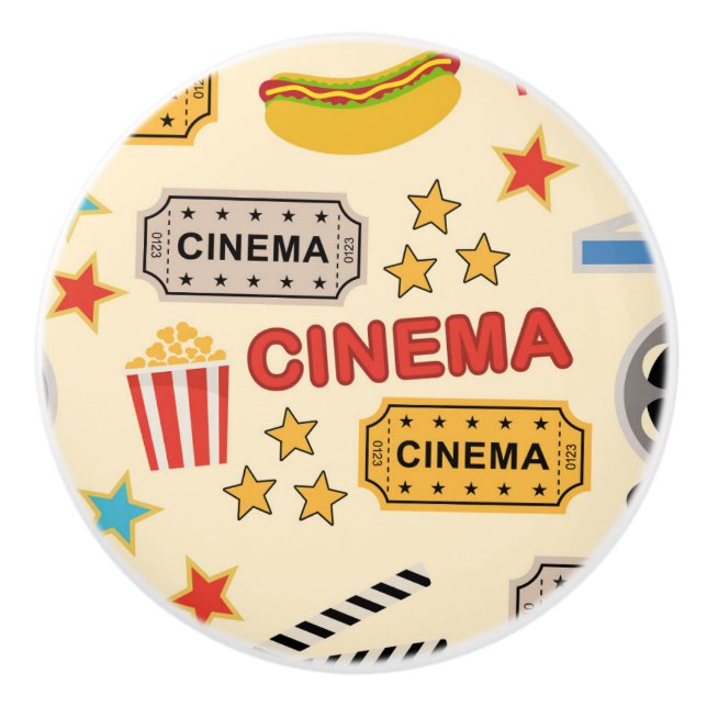 Bouton De Porte En Céramique Motif du cinéma (Devant)